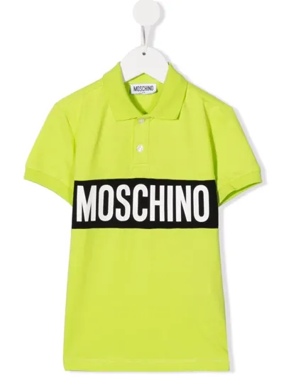 Moschino Kids' Logo-print Short-sleeved Polo Shirt In Green