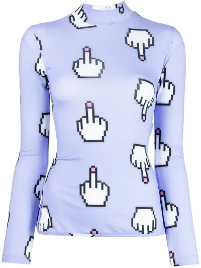 Natasha Zinko Pixel Middle Finger Cutout Top In Violett