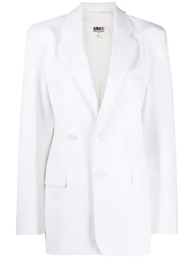 Mm6 Maison Margiela Cotton Single-breasted Blazer Jacket In Ivory