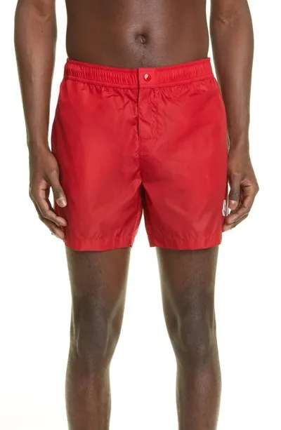 Moncler Logo-patch Swim Shorts In Red