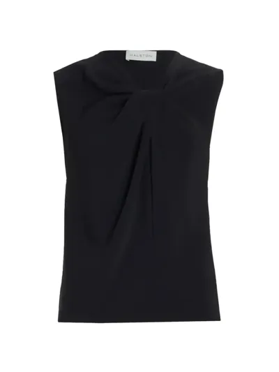 Halston Valencia Crepe Twist Top In Black