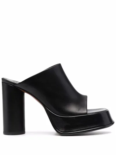 Ambush Leather Mules With A Plateau In Nero