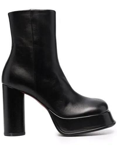 Ambush 115mm Leather Platform Boots In Black