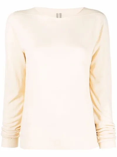 Rick Owens Rib-trimmed Organic Cotton Jumper In Nude