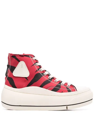 R13 Kurt Logo-patch Platform Sneakers In Red