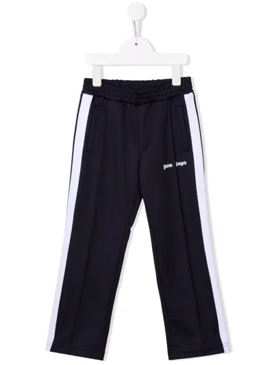 Palm Angels Kids' Blue Technical Fabric Trousers With Logo Print