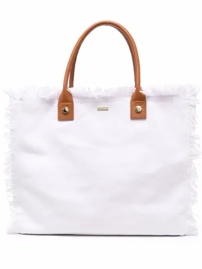 Melissa Odabash Ferrat Frayed Tote Bag In Weiss