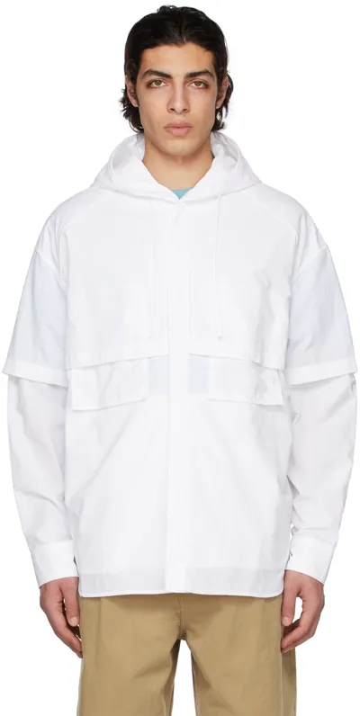 Juunj White Double Sleeve Hoody Shirt In 1 White