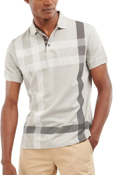 Barbour Blaine Plaid Print Polo Shirt In Grey Marl