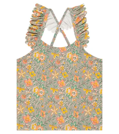 Louise Misha Kids Tamarias Floral Print Yoga Top In Water Flowers