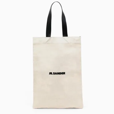 Jil Sander Canvas Shopper Bag In Beige