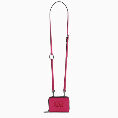 Valentino Garavani Cyclamen Pink Zip Around Wallet Strap