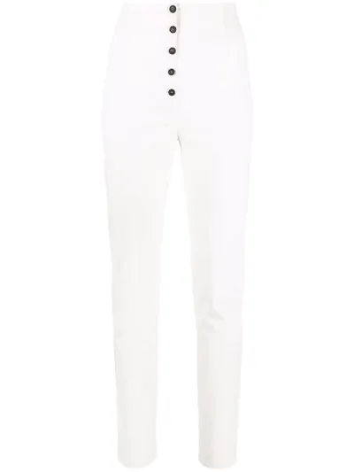 Philosophy Di Lorenzo Serafini High-waist Slim-fit Canvas Trousers In Bianco