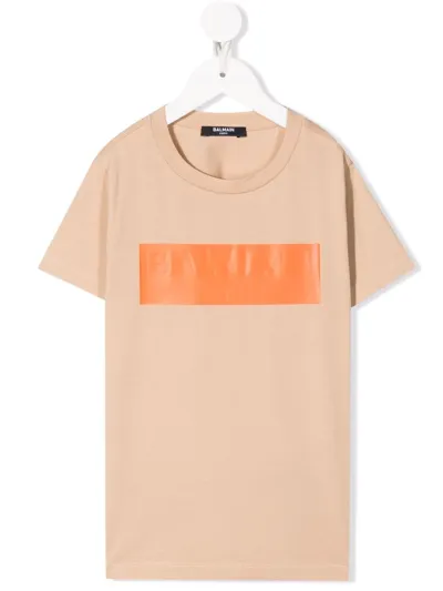 Balmain Kids' Embossed-logo T-shirt In Neutrals