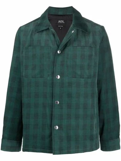 Apc Plaid Button-up Jacket In Grün