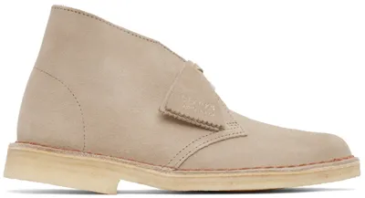 Clarks Originals Logo-embossed Suede Desert Boots In Nude