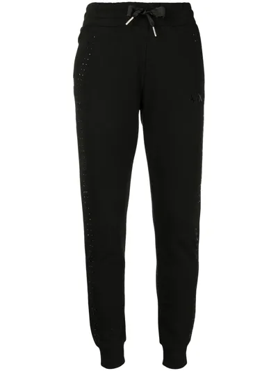 Armani Exchange Stud-embellished Tapered Joggers In Black