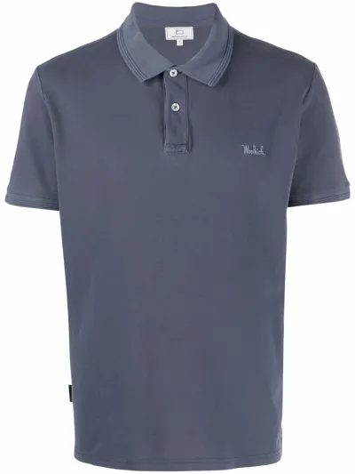 Woolrich Embroidered-logo Polo Shirt In Blue