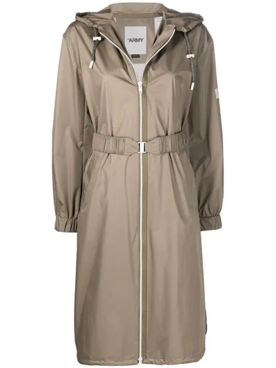 Yves Salomon Belted-waist Parka Coat In Neutrals