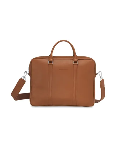 Longchamp Men's Le Foulonné Leather Briefcase In Caramel