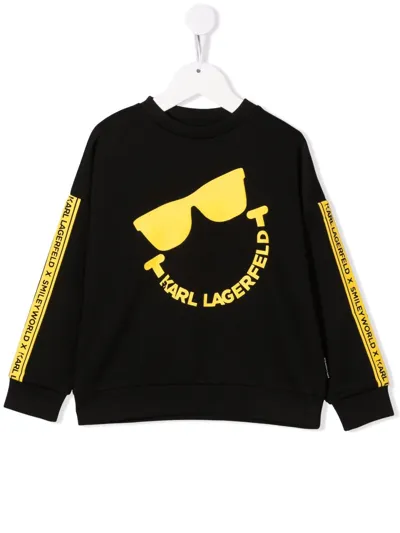 Karl Lagerfeld Kids' Logo Double Tech Jersey Sweatshirt In Black