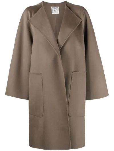 Totême Doublé Wool Cape Coat Concrete In Grey