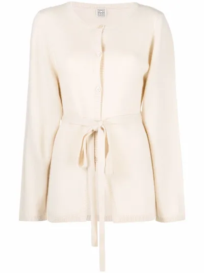 Totême Tied-waist Cashmere Cardigan In Nude