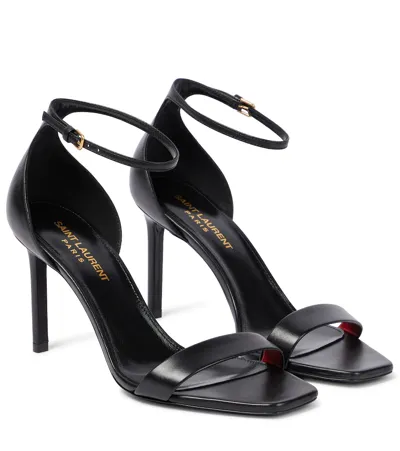 Saint Laurent Amber 85 Leather Sandals In Nero