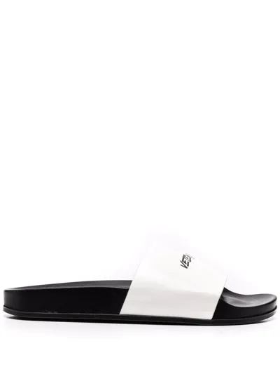 Vetements Logo-print Leather Slides In Standard