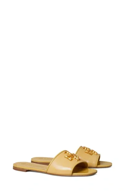 Tory Burch Eleanor Calfskin Medallion Flat Sandals In Yellow