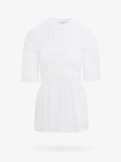 Stella Mccartney Shirred Cotton-jersey T-shirt In White