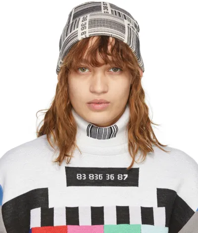 Vtmnts White Barcode Monogram Beanie