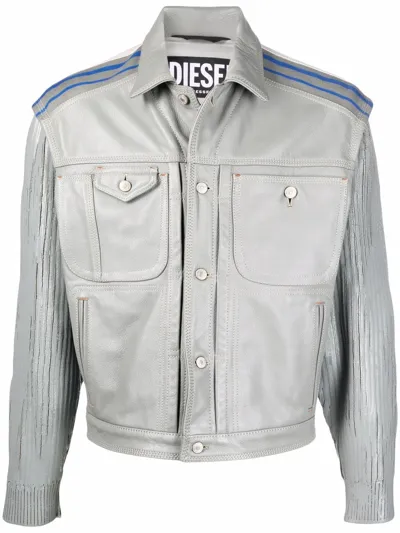 Diesel L-bas Patchwork Jacket In Grey