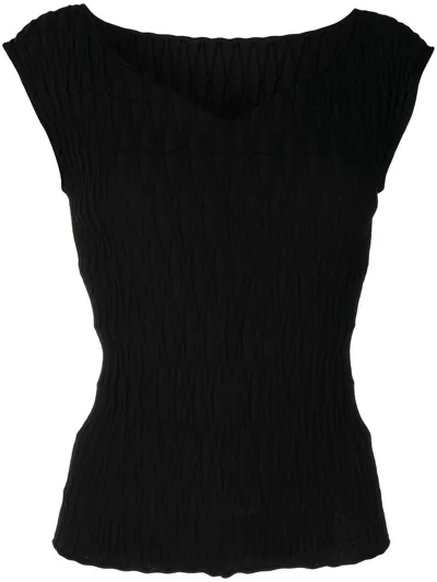 Muller Of Yoshiokubo Spiny Short-sleeved Knitted Top In Black