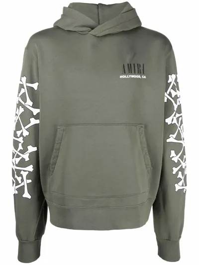 Amiri Bones-print Hoodie In Green