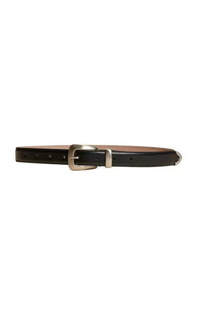 Khaite Benny Slim Leather Belt In Black