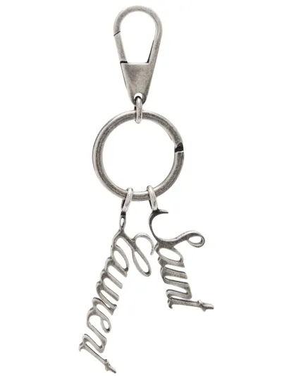 Saint Laurent Logo Charm Keyring In Argento