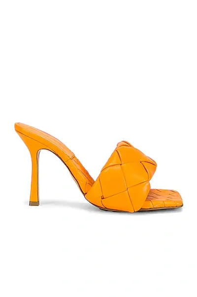 Bottega Veneta Quilted Leather Lido Mules 90 In Tangerine