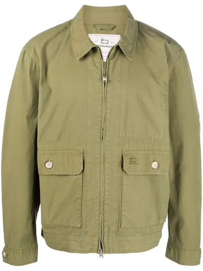 Woolrich Zip-up Bomber Jacket In Green