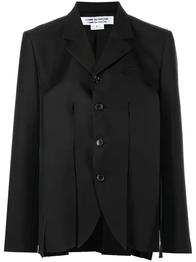 Comme Des Garçons Comme Des Garçons Fringe-hem Single-breasted Blazer In Black