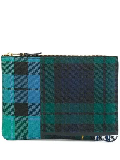 Comme Des Garçons Tartan Patchwork Clutch In Green