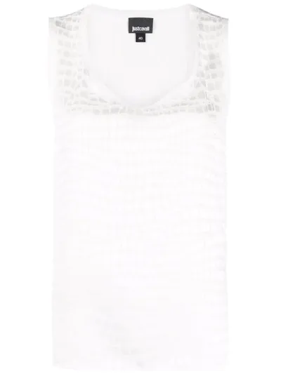 Just Cavalli Animal-print Tank Top In White