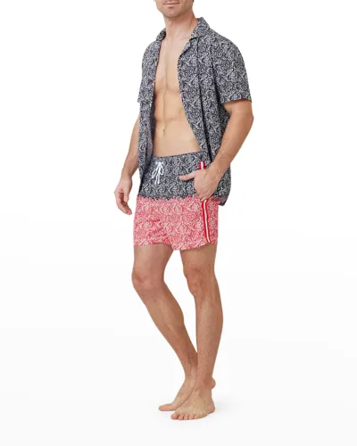 Siamo Verano Men's Artistiko Printed Shorts In Black/red