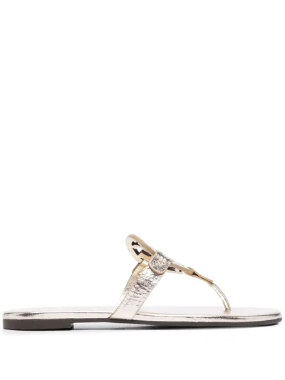 Tory Burch Ciabatte Miller Metallic-effect Sandals In Grey