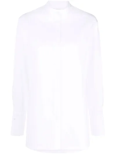 Mila Schön Band-collar Button-front Tailored Shirt In White