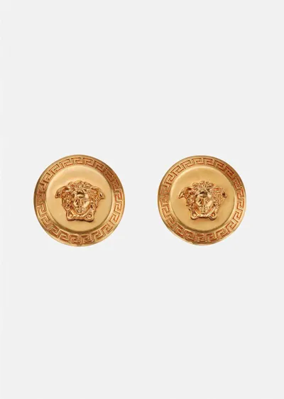 Versace Tribute Medusa Stud Earrings In Tribute Gold