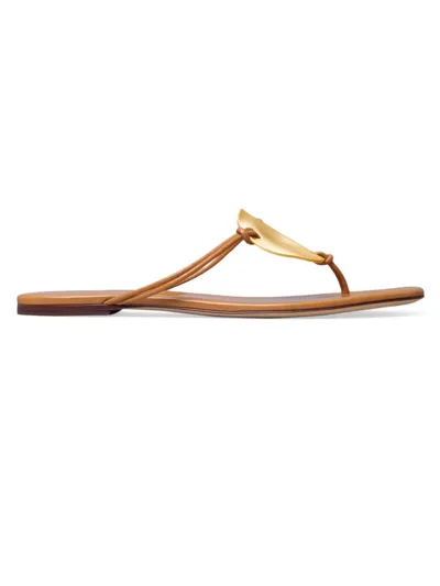 Tory Burch Patos Disc Flat Thong Sandals In Caramel Corn