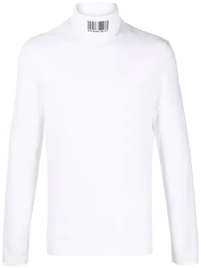 Vtmnts Logo-print Roll Neck Sweatshirt In White