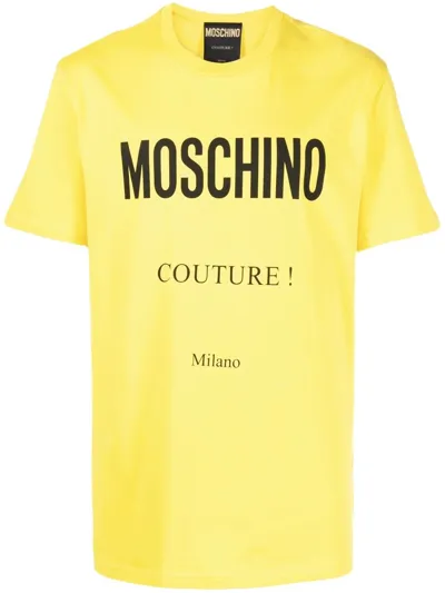 Moschino Cotton Logo Print T-shirt In Yellow