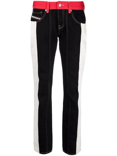 Diesel 2002 0eiar Colour-blocked Trousers In Black